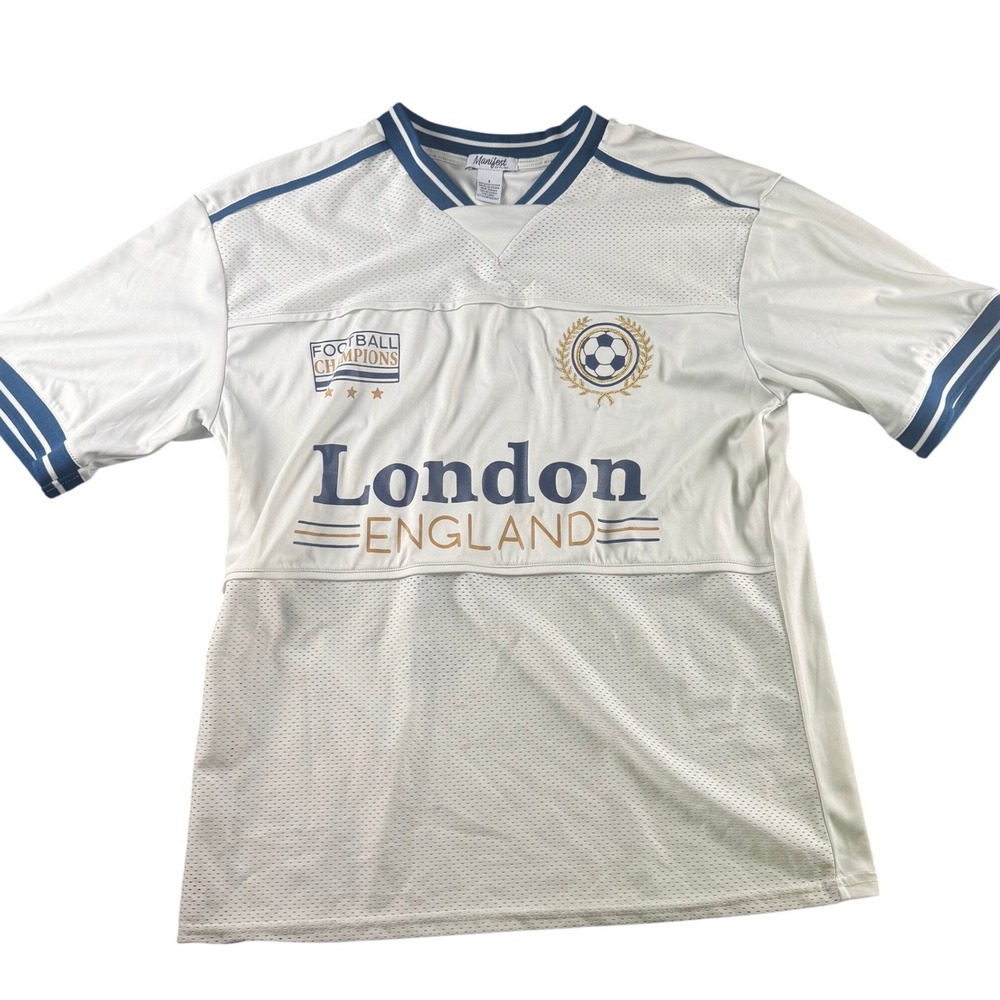 Manifest Offline London England Soccer Jersey White Navy Gold Mens Small TK5357